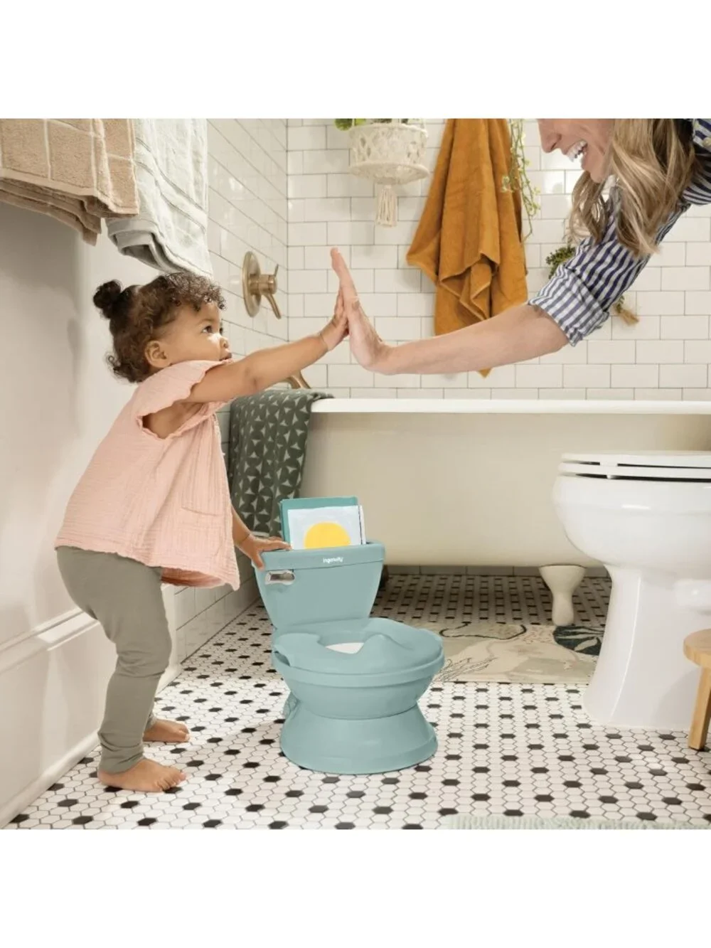 Infant Potty Training Toilet with Lifelike Flushing Sound, Green, 18 Months